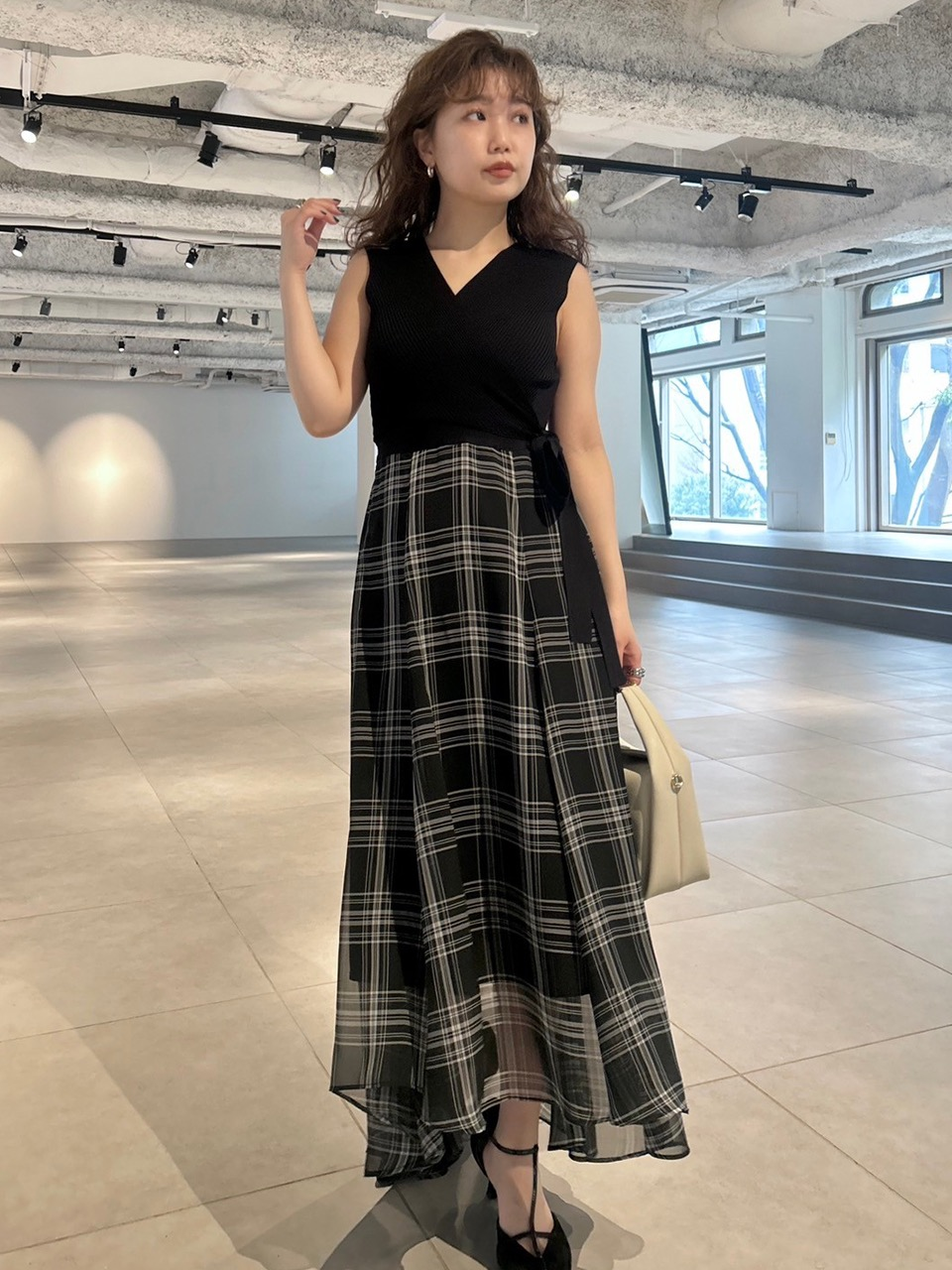 カシュクールニットコンビワンピース　CWNO251079 新作！カシュクールニットコンビワンピース | FRAY I.D | ショップ