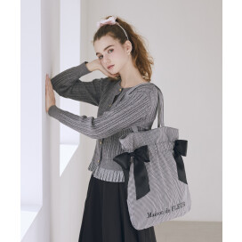 【NEW】ギンガムダブルリボンギャザートート