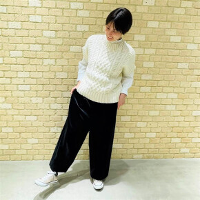 H＆by POOL ケーブル編みベストコーディネート