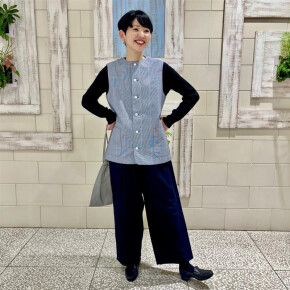 H&by POOL オススメ爽やかチェックベストコーデ