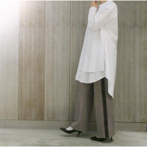 グレンチェック&サイドレース付セミワイドパンツ