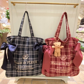 【限定】チェックダブルリボントートバッグ୨୧