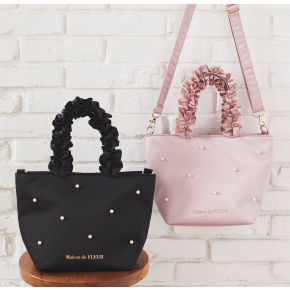 パールサテンフリルハンドル2Wayトートバッグ✨