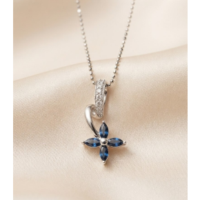 【夏の大感謝セール開催中！ 50%OFF！】■　プラチナ　サファイヤ　ダイヤモンド　ネックレス