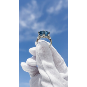 【3月の誕生石】プラチナ　アクアマリン　ダイヤモンド　リング